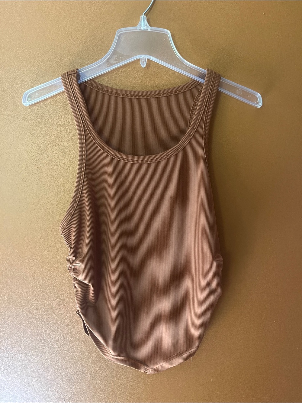 SHEIN Ribbed Scoop Tank Top in Brown